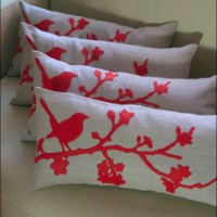 Red bird's pillows
