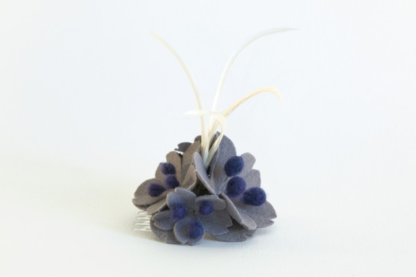 Grey and purple fascinator