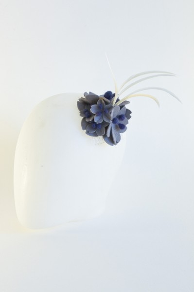 Grey and purple fascinator